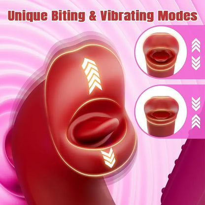 3-in-1 Tongue Rose Clitoral Bite Vibrator