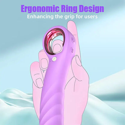 Dildo with finger ring, 8.4-inch G-spot vibrator
