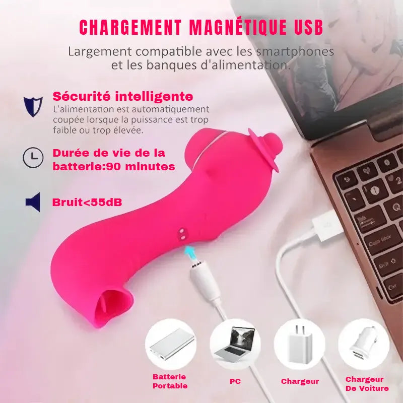 Pink worm-shaped sucking vibrator