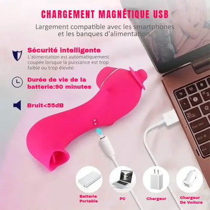 Pink worm-shaped sucking vibrator