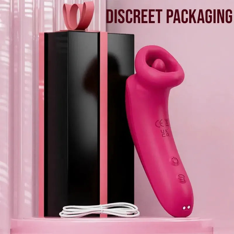 Round mouth rose sucking vibrator with vibrating tongue