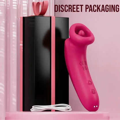 Round mouth rose sucking vibrator with vibrating tongue