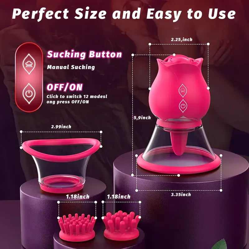 Tongue Rose Breast Pump Sucker Vibrator
