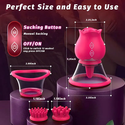 Tongue Rose Breast Pump Sucker Vibrator