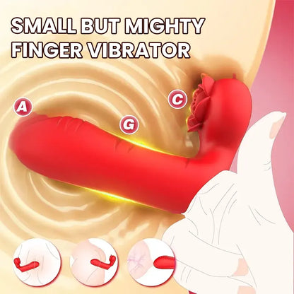 Tongue vibrator with rose-shaped mini suction vibrator