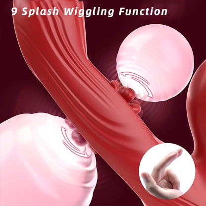 Red triple stimulation rabbit G spot vibrator with 9 Vibrations &amp; Tapping