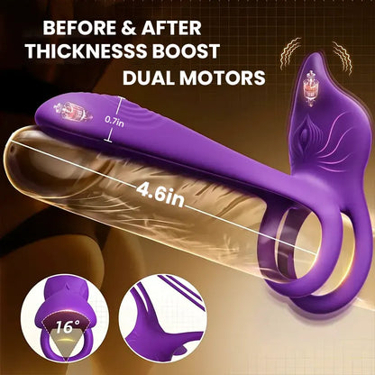 Remote-controlled penis ring with dildo, powerful vibration