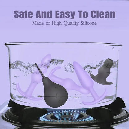 6-Piece Remote Control Training Silicone Vibrating Butt Plugs