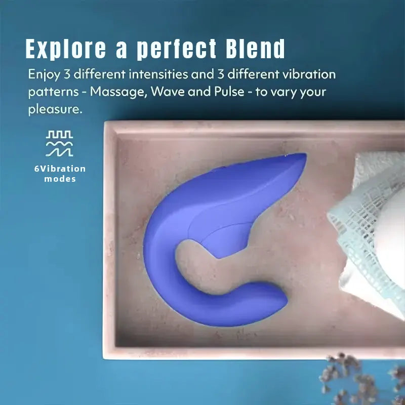 Blue U-shaped mini sucking vibrator