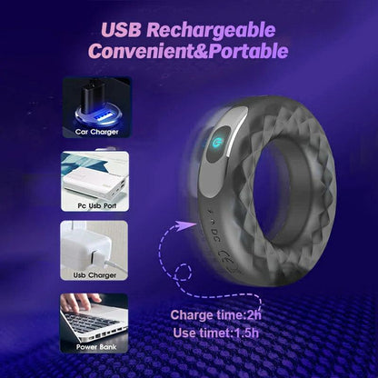 Rechargeable Silicone Vibrating Cock Ring - Inyarose
