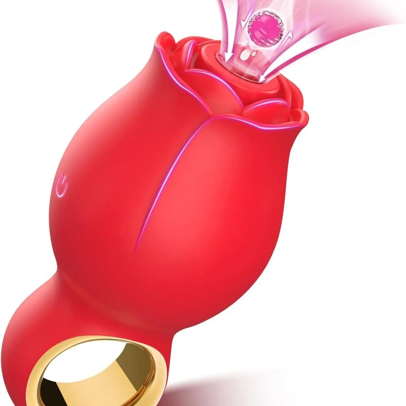 Rose Suction Vibrator with Handle Grip