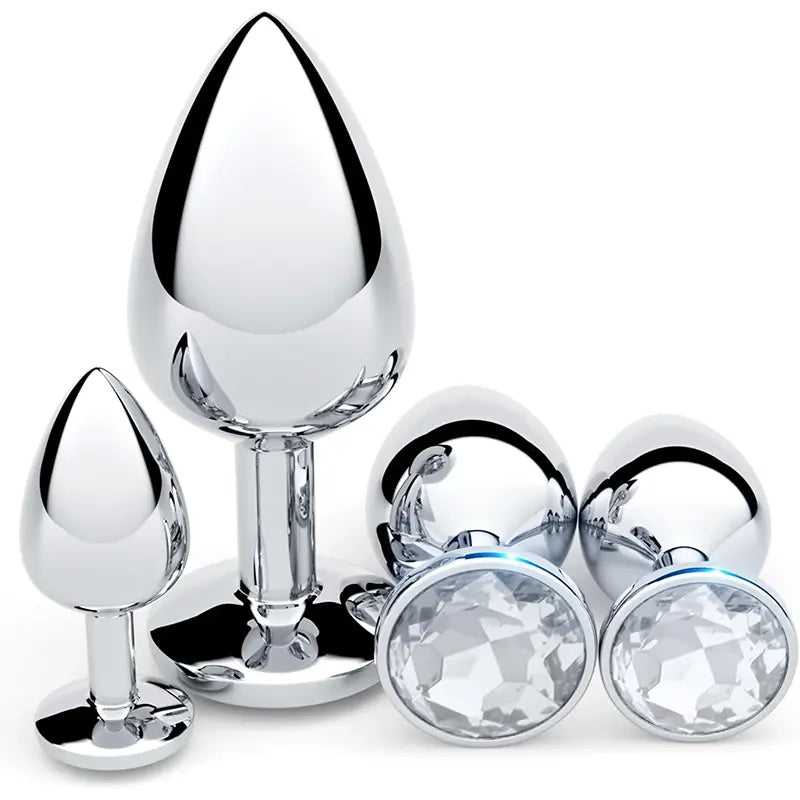 4-Piece White Jewel Anal Plug Set
