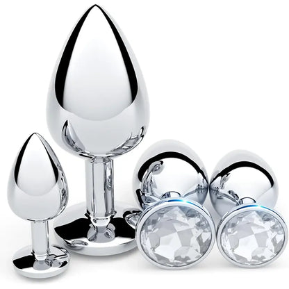 4-Piece White Jewel Anal Plug Set