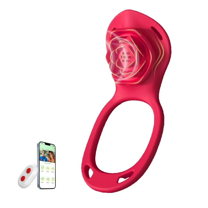 Remote-Controlled Vibrating Rose Cock Ring