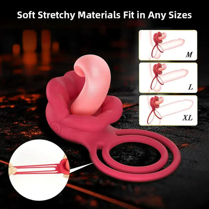 Rose Cock Ring, Clitoral Stimulator with a Realistic Tongue