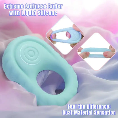 Liquid Silicone Soft Vibrating Cock Ring with Clitoral Stimulator