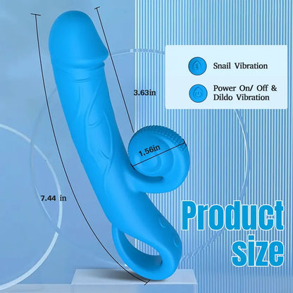 10-Function Clitoral &amp; G-Spot Vibrating Snail Dildo