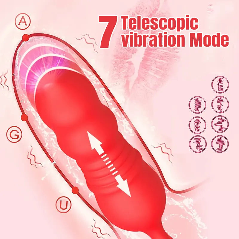 Rose Tongue &amp; Thrusting Vibrator for Women