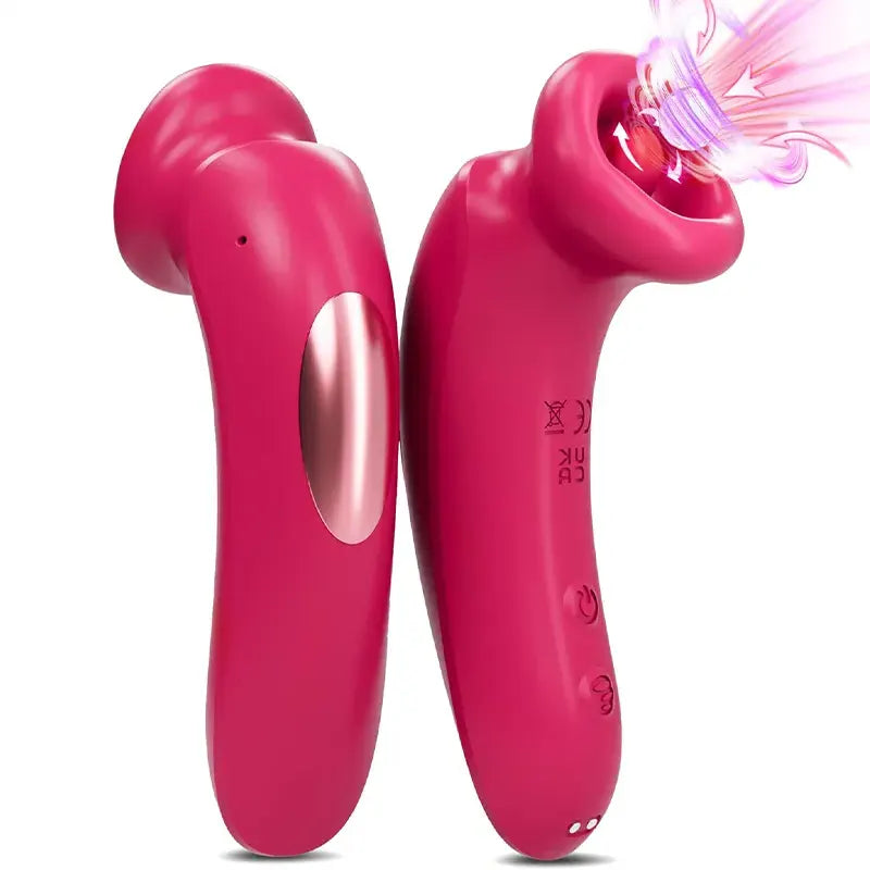 Round mouth rose sucking vibrator with vibrating tongue