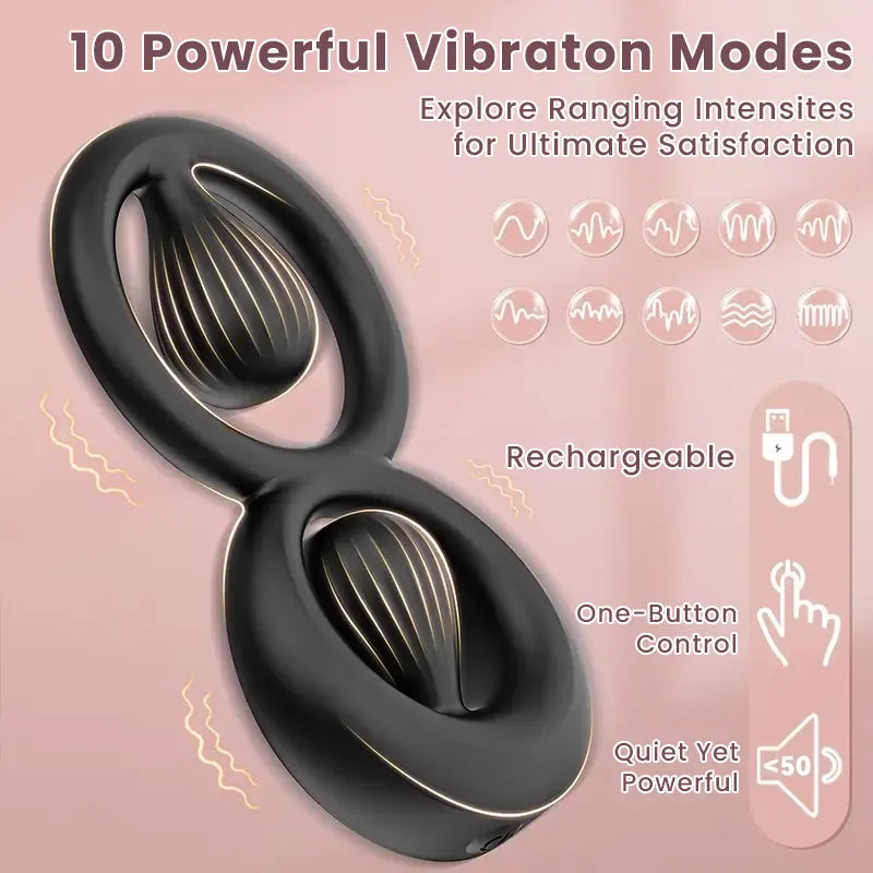 Silicone Vibrating Cock Ring with Dual Adjustable Beads