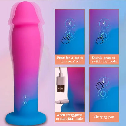Ombre Suction Cup Vibrating Dildo