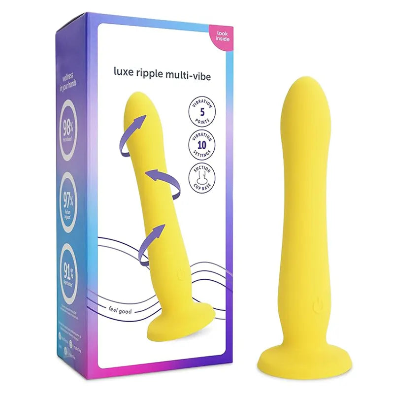 Realistic yellow dildo vibrator with suction cup