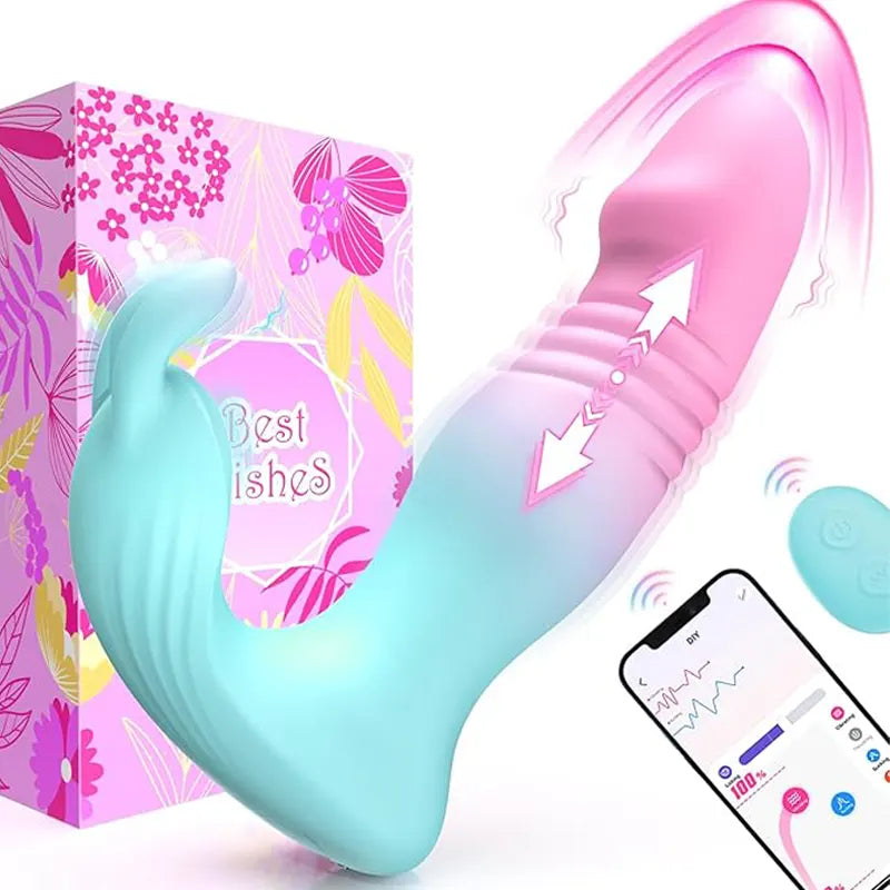 2-in-1 Rabbit Vibrator with 9 Thrust Dildos