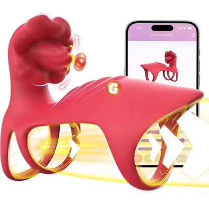 Penis Ring with Rose Tongue Vibrator – App Enabled Sex Toy