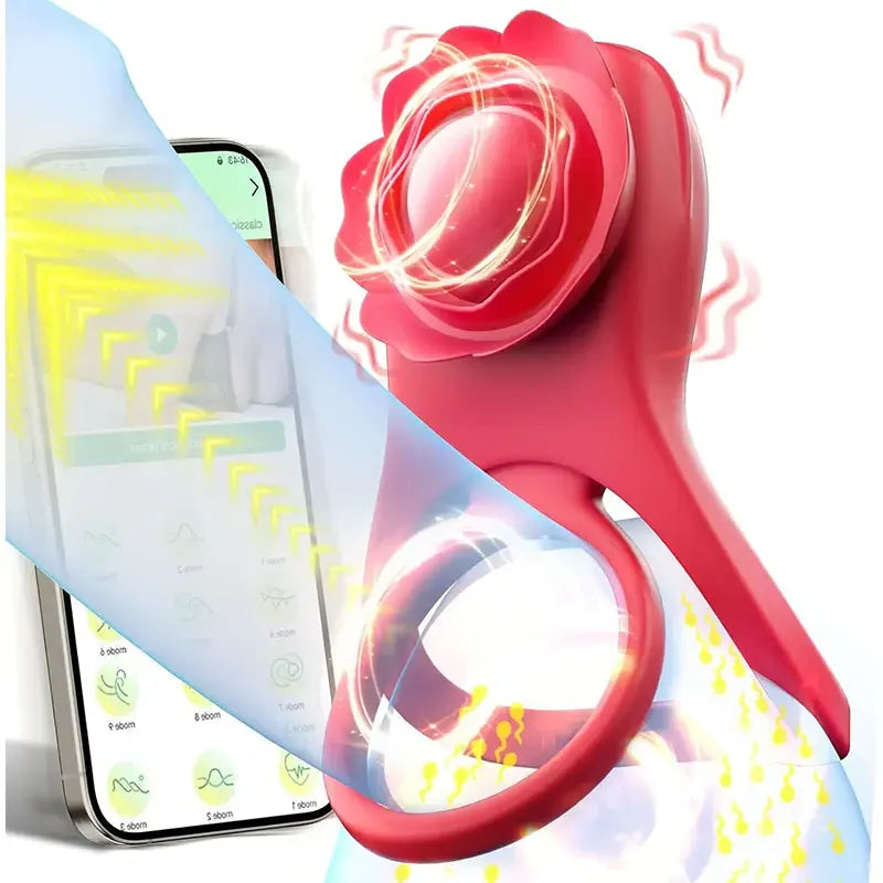 App-Controlled Rose Cock Ring – Clit &amp; Ball Stimulator