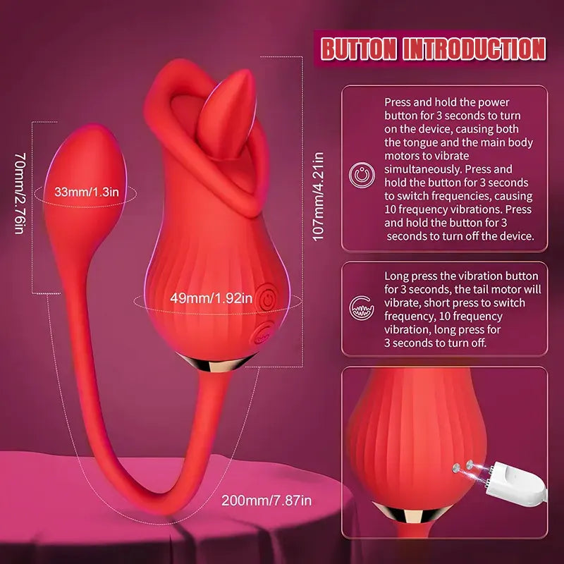 2-in-1 Double Vibration Bullet Tongue Vibrator