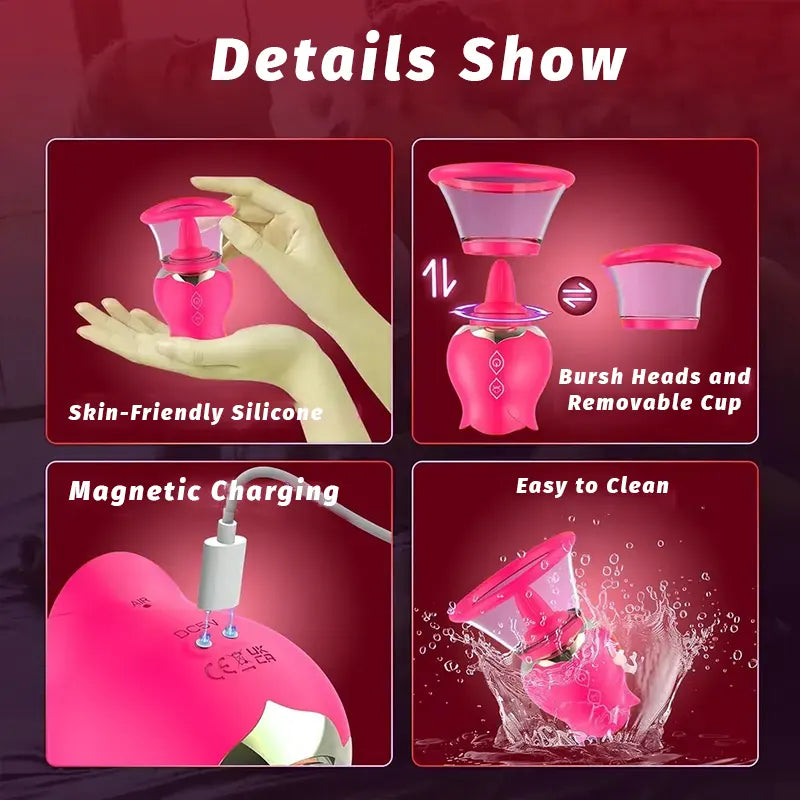 Tongue Rose Breast Pump Sucker Vibrator