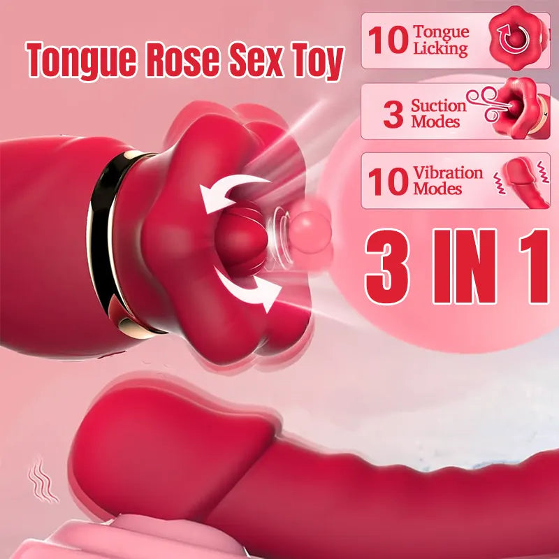 Rose Vibrator with Tail Dildo