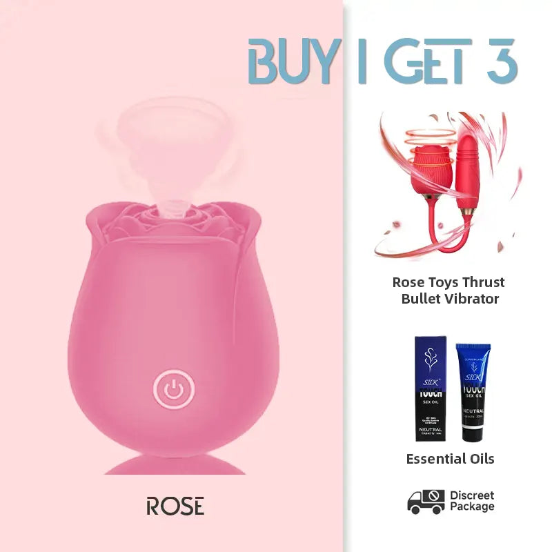 Pink Rose Toy with 10 Suction Modes