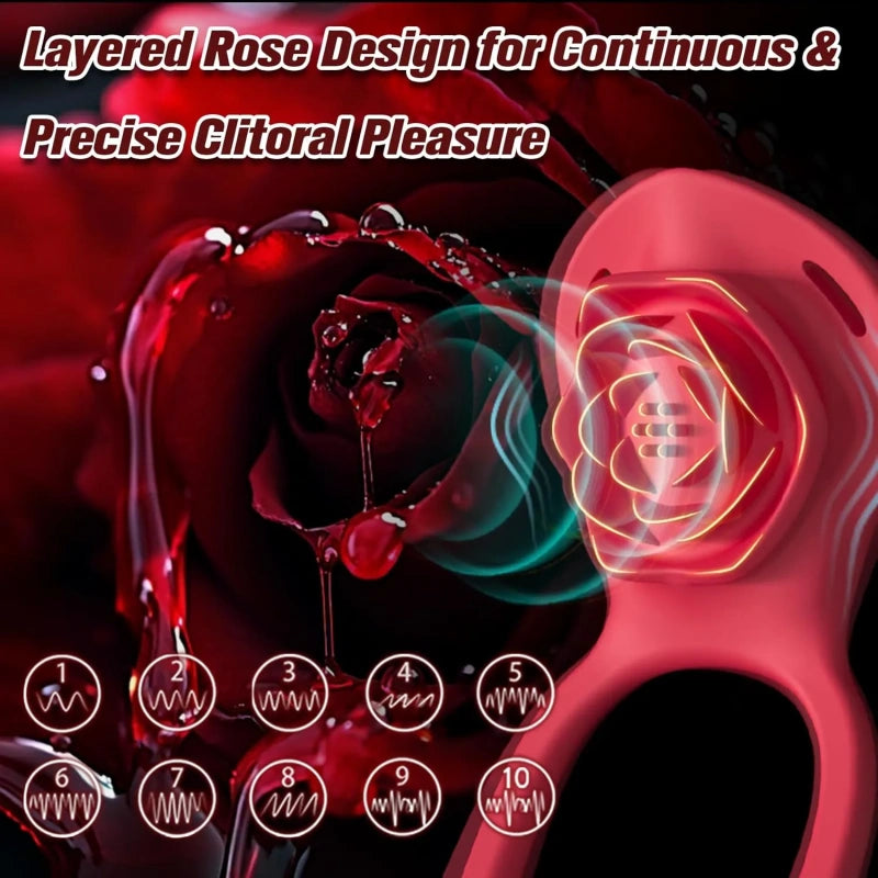Remote-Controlled Vibrating Rose Cock Ring