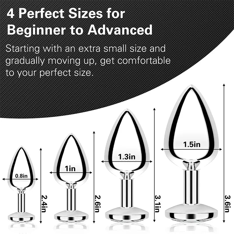 4-Piece White Jewel Anal Plug Set