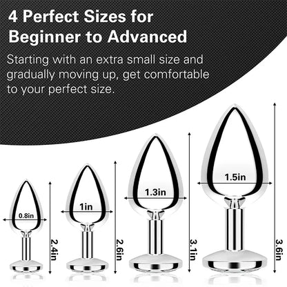 4-Piece White Jewel Anal Plug Set