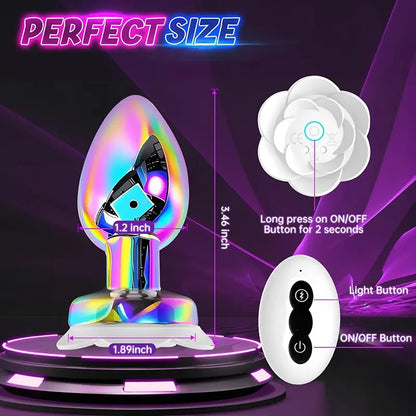 LED Vibrating Rose Metal Anal Plug
