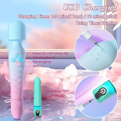 Heated Wand and Bullet Vibrator Set