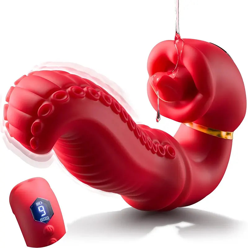 Rose tongue vibrator with nine modes and triple stimulation