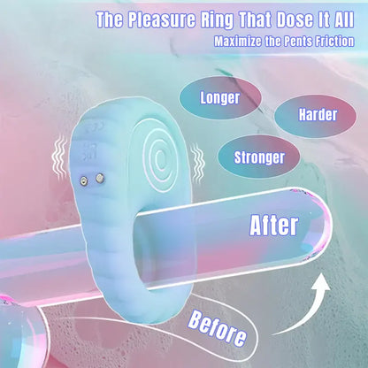 Liquid Silicone Soft Vibrating Cock Ring with Clitoral Stimulator