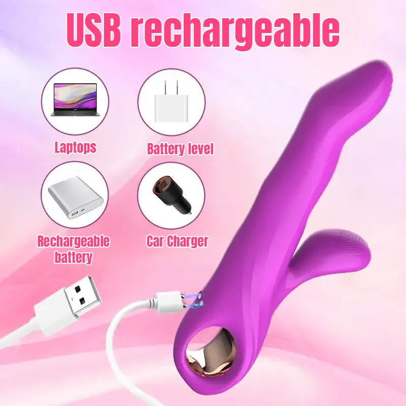 3-in-1 portable rabbit vibrator, cute purple appearance