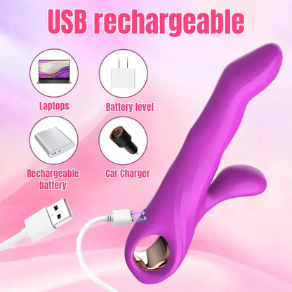 3-in-1 portable rabbit vibrator, cute purple appearance