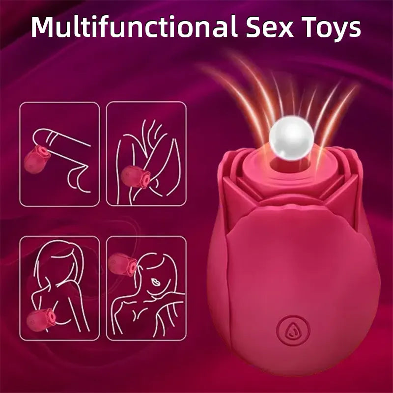 Rose-Shaped Suction Vibrator - 6 Colors