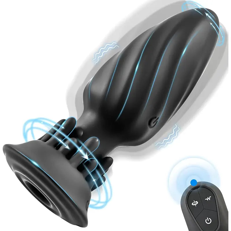 Rotating Vibrating Anal Plug with Remote