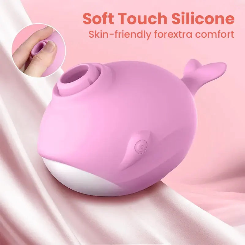 Two-in-one whale-shaped suction cup vibrator