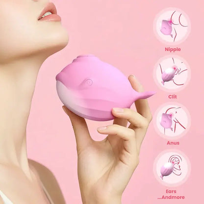 Two-in-one whale-shaped suction cup vibrator