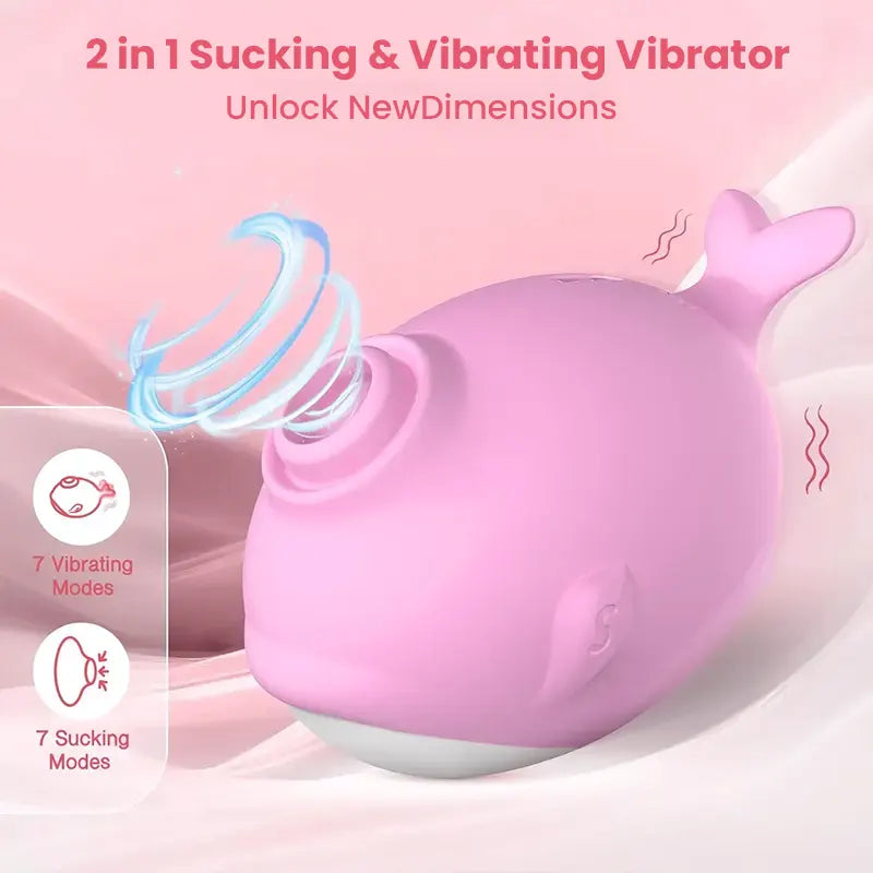 Two-in-one whale-shaped suction cup vibrator