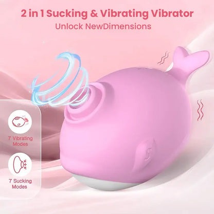 Two-in-one whale-shaped suction cup vibrator