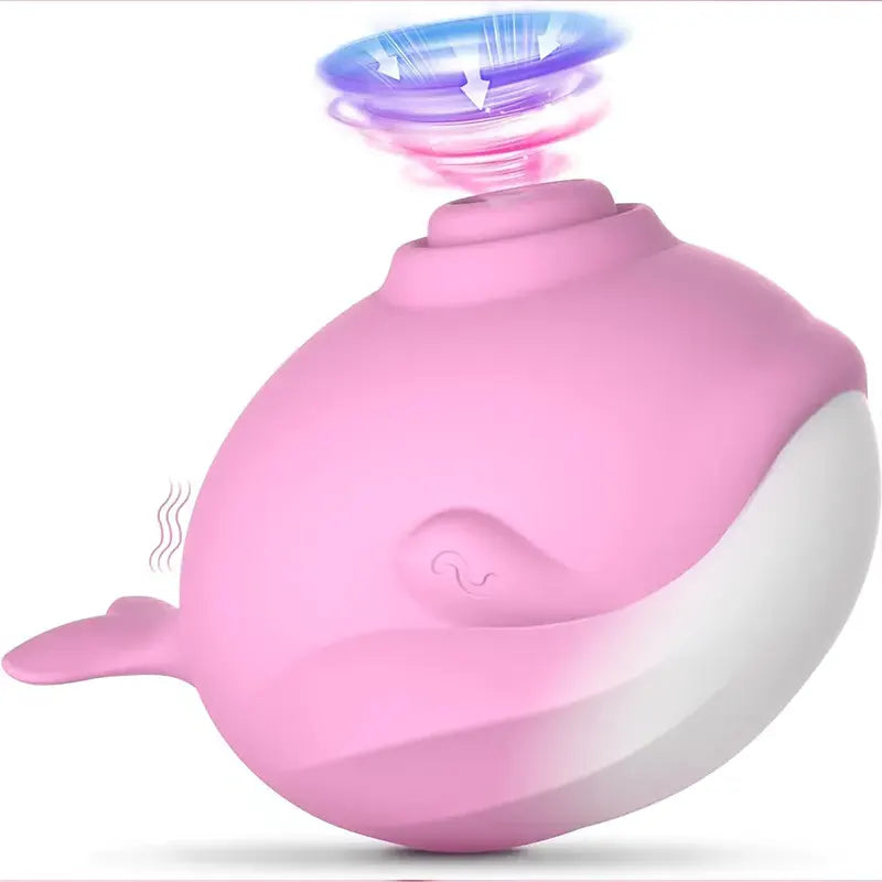 Two-in-one whale-shaped suction cup vibrator