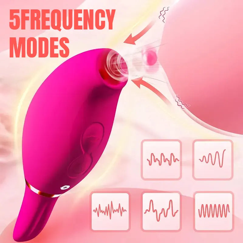 Red double-headed rose sucking vibrator, mini shape